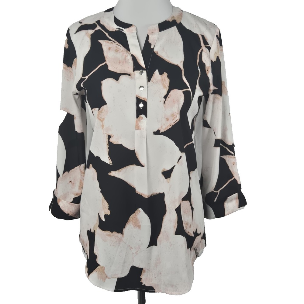 Ivanka Trump Print 3/4 Tab Sleeve Blouse Size XS